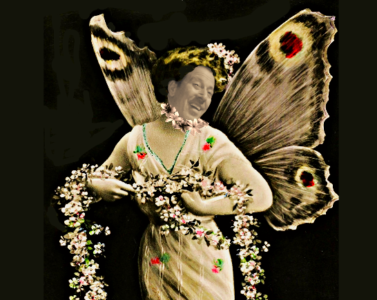 Female Faerie with wings and garlands of flowers