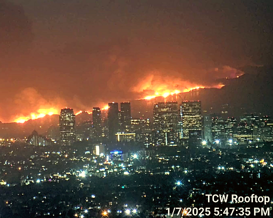 Palisades Fire from Downtown Los Angeles January 7, 2025