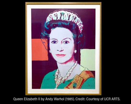 Queen Elizabeth II by Andy Warhol (1985). Credit: Courtesy of UCR ARTS.