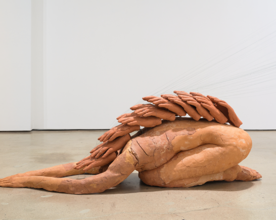 Left: Roksana Pirouzmand, A tap, a word, 2024. Photo by Brad Farwell.
