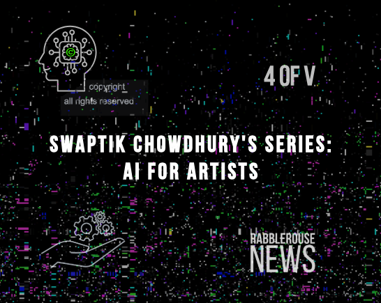 AI for artists headline by Swaptik Chowdhury AI Head with copyright symbol in brain