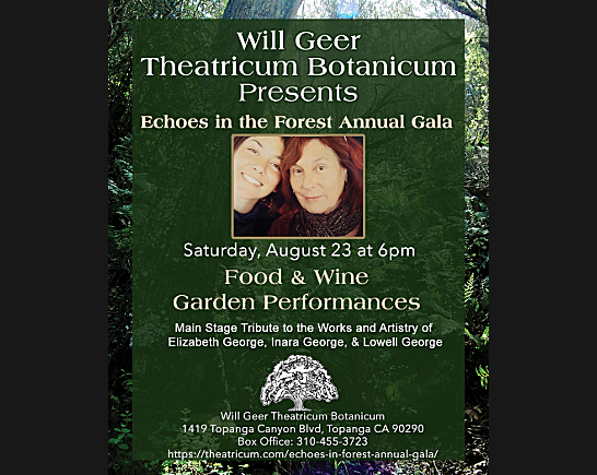 Two female faces with auburn hair and fair skin on a show poster for Will Geer's Theatricum Botanicum in Topanga Canyon CA