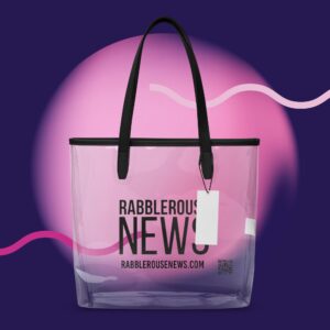 Clear RabbleRouse News tote bag for Concerts and Events