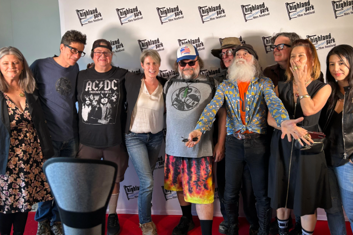 40 Watts From Nowhere LR: Dana Childs, Chris Wagganer, Carlos “Cake” Nunez, Sue Carpenter, Jack Black, Bob Forrest (in back with hat), Don Bolles,Chris Carey (in back), Laurel Stearns, Miwa Okumura Photo from Highland Park Independent Film Festival