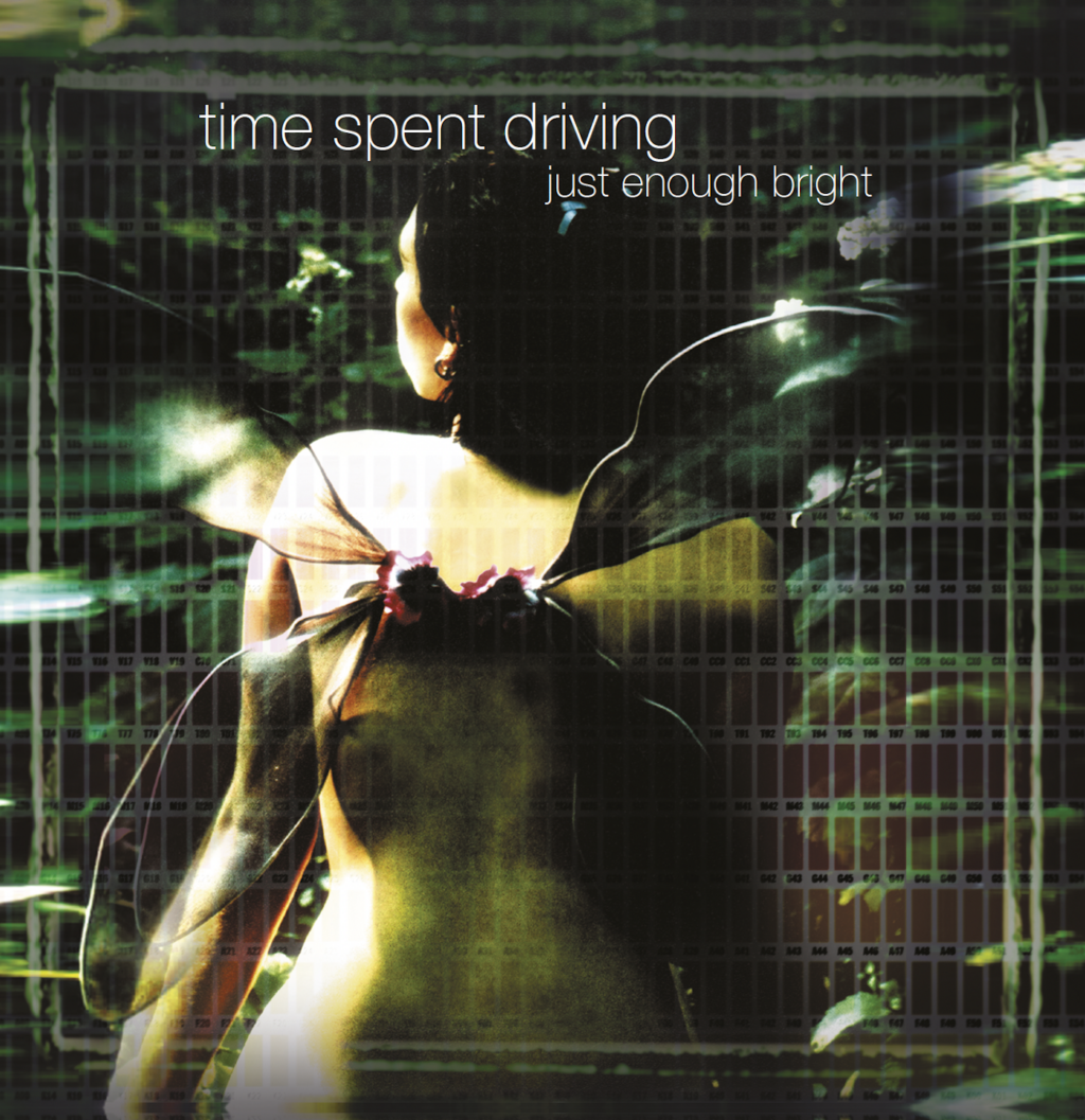 The bare back of a curvy woman with wings on the album cover for Just Enough Bright by Time Spent Driving