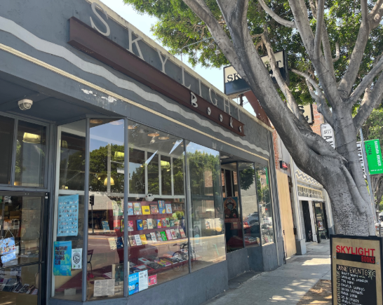 Sidewalk in front of skylight books storefront on Vermont Ave. Los Angeles