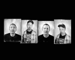 4 Black and white photos of the two male musicians in the Nashville band The Minor Toughs